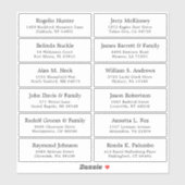 Autocollant étiquette de adresse invité mariage pe (Feuille)