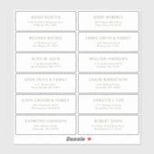 Autocollant étiquette de adresse invité mariage pe (Feuille)