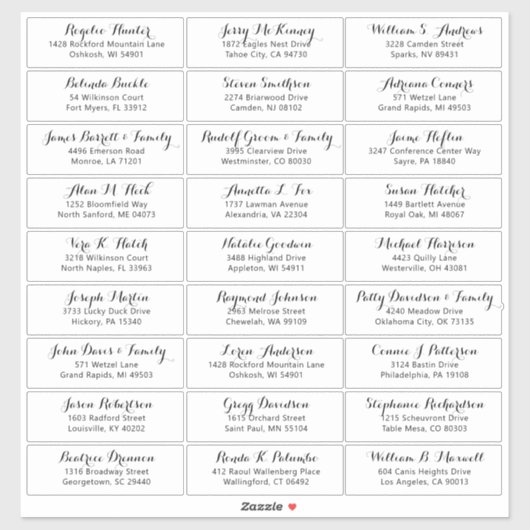 Autocollant étiquette de adresse invité mariage pe (Feuille)