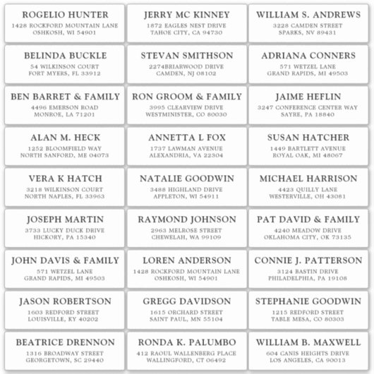 Autocollant étiquette de adresse invité mariage pe (Devant)