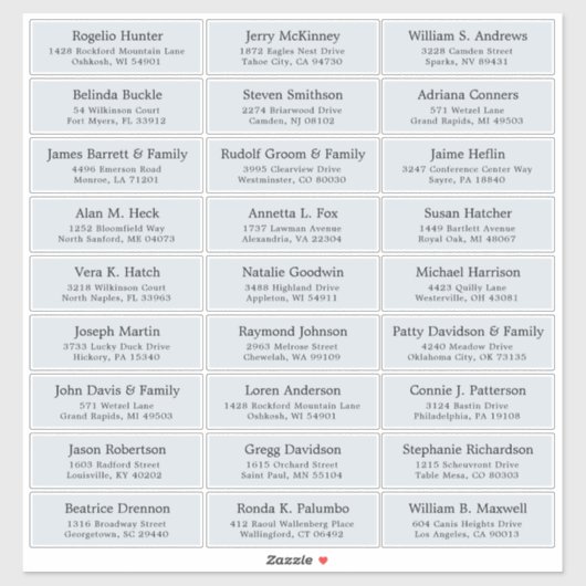 Autocollant étiquette de adresse invité mariage pe (Feuille)