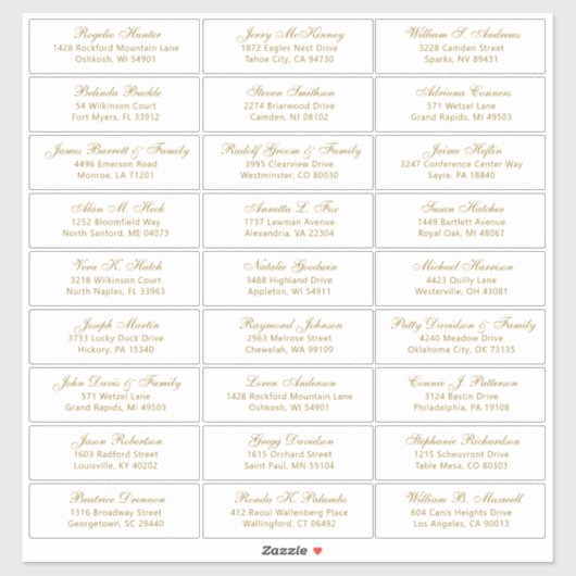 Autocollant étiquette de adresse invité mariage pe (Feuille)