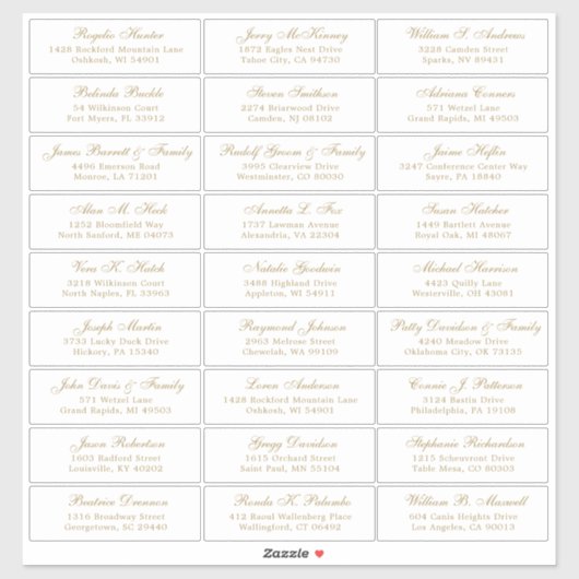 Autocollant étiquette de adresse invité mariage pe (Feuille)