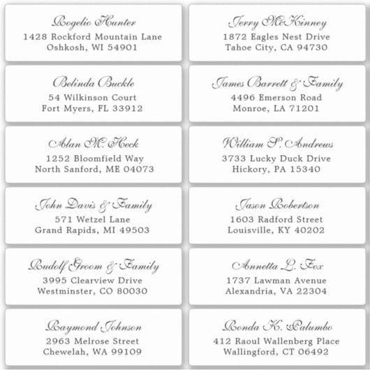 Autocollant étiquette de adresse invité mariage pe (Devant)