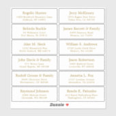 Autocollant étiquette de adresse invité mariage pe (Feuille)