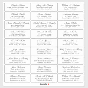 Autocollant étiquette de adresse invité mariage pe