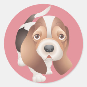 Autocollant / Étiquette de chiot Basset Hound