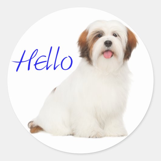 Autocollant / Étiquette de chiot Lhasa Apso (Devant)