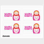 Autocollant étiquette de nom de poupée russe (Feuille)