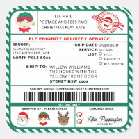 Autocollant Étiquette Elf Mail de Noël