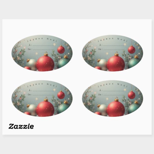 Autocollant étiquette Joyeux noël (Feuille)