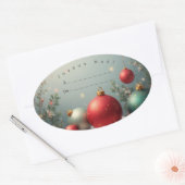 Autocollant étiquette Joyeux noël Ovale Sticker (Envelop)