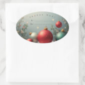 Autocollant étiquette Joyeux noël Ovale Sticker (Tas)