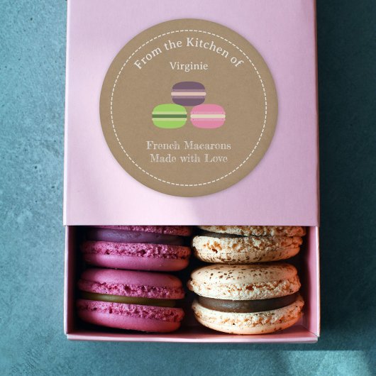 Autocollant Étiquette Kraf & Rustic French Macaron
