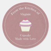Autocollant Étiquette Kraft & Rustic Cupcake (Devant)