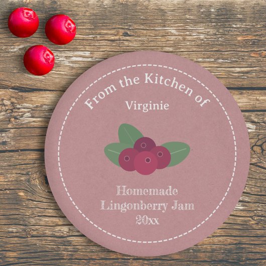 Autocollant Étiquette Kraft & Rustic Lingonberry