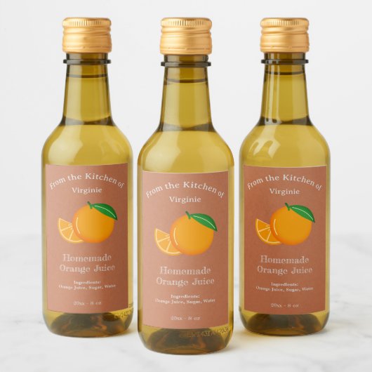 Autocollant Étiquette Kraft & Rustic Orange Jus (Bouteilles)