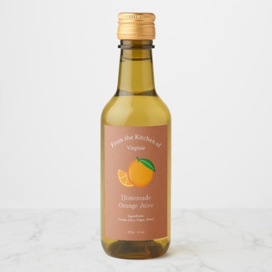 Autocollant Étiquette Kraft & Rustic Orange Jus (Devant)