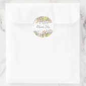 Autocollant Étiquette Merci cadeau blanc à fleurs  (Sac)