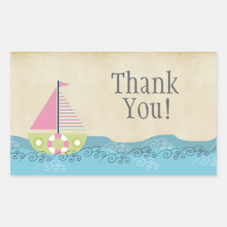 Autocollant Étiquette Merci de bateau à voile rose