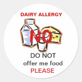 Autocollant Étiquette pour allergie aux aliments l (Devant)