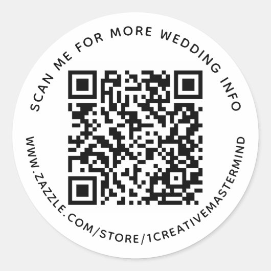 Autocollant Étiquette QR et Mariage de texte perso (Devant)