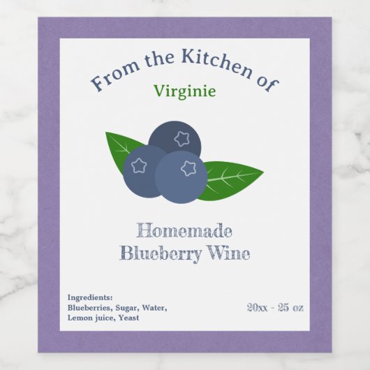 Autocollant Étiquette Rustique Blueberry Wine Bott (Étiquettes simples)