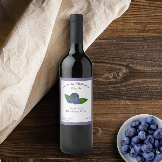 Autocollant Étiquette Rustique Blueberry Wine Bott
