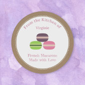 Autocollant Étiquette rustique français Macarons