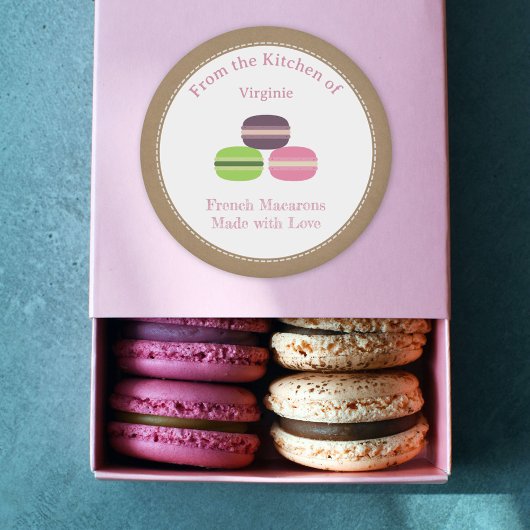 Autocollant Étiquette rustique français Macarons