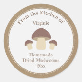 Autocollant Étiquette Rustique séché aux champigno (Devant)