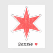 autocollant étoile drapeau de Chicago usagé patiné (Feuille)