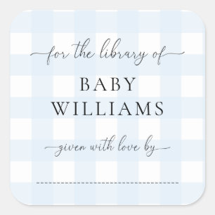 Autocollant ex-libris Gingham Bleu
