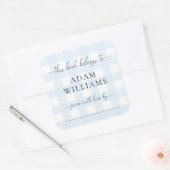 Autocollant ex-libris Gingham bleu (Enveloppe)
