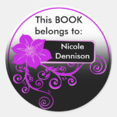 Autocollant Ex Libris (violet fleuri) (Devant)