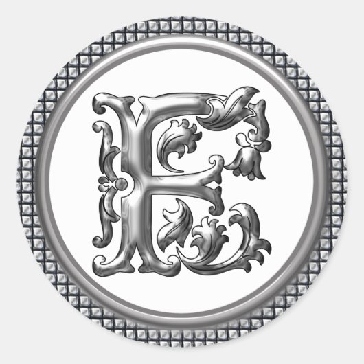 Autocollant F rond initial en argent (Devant)