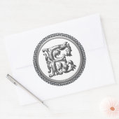 Autocollant F rond initial en argent (Enveloppe)