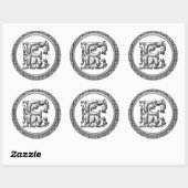 Autocollant F rond initial en argent (Feuille)