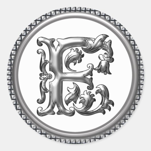Autocollant F rond initial en argent (Devant)
