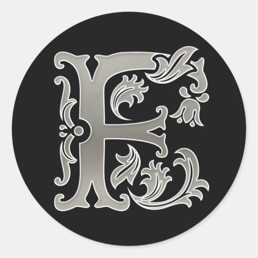 Autocollant F rond initial en argent (Devant)