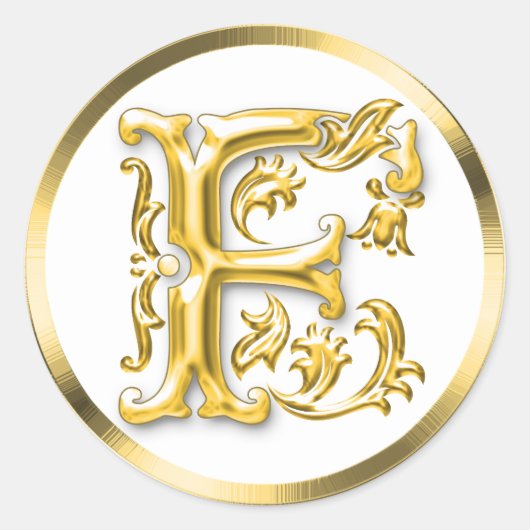 Autocollant F rond initial en or (Devant)