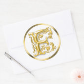 Autocollant F rond initial en or (Enveloppe)