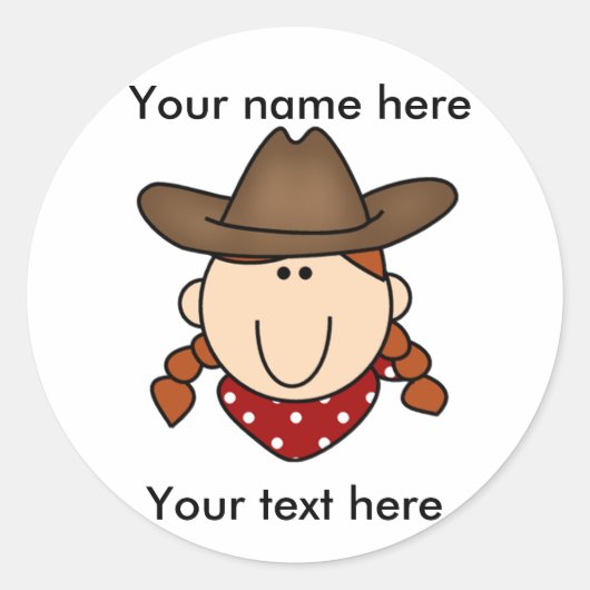 autocollant fait sur commande de rouge de cow-girl (Devant)