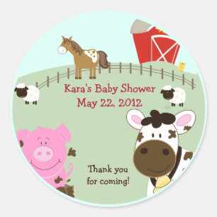 Autocollant Faveur Baby shower pour bébés de ferme