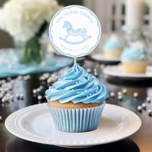 Autocollant Faveur de Baby Shower Garçon Cheval à