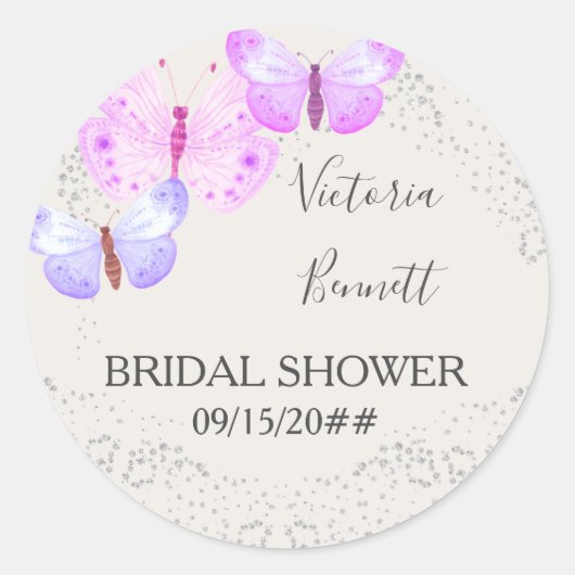 Autocollant Favor Ciel Papillon Rose Confettis Arg (Devant)