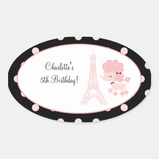 Autocollant Favori Oval pour caniche Paris (Devant)