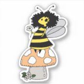 Autocollant Fée Abeille Et Champignon (Devant)