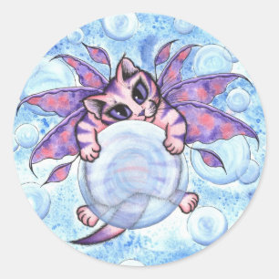 Autocollant féerique de chat de chaton de bulle