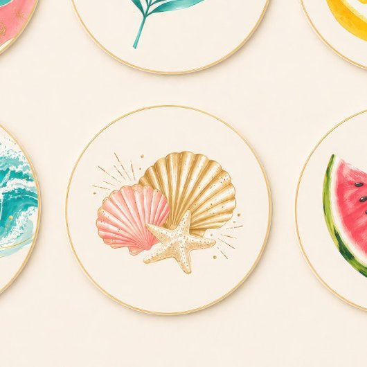 Autocollant Fête d'Été Coquillage